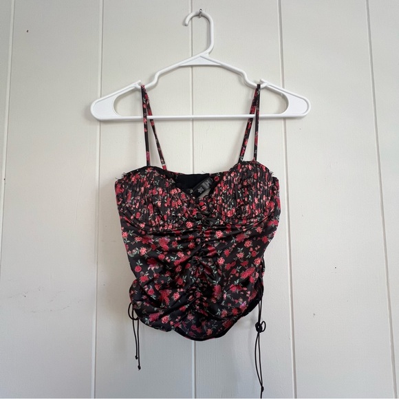 For Love and Lemons Melrose Bustier XS Black Floral Crop Top - Picture 7 of 13